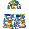 Conjunto de calção de banho para meninos com chapéu, pequeno, médio e grande, crianças, tecido confortável, canto plano, multicolorido, opcional, praia, calção de banho