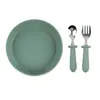 Novo Prato para Comida de Bebê, Conjunto de Louça com Ventosa para Bebês, Garfo e Colher Antiderrapantes, Prato de Jantar Infantil com Ventosa de Silicone, Bebê