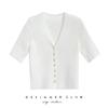 Cárdigan de Punto de Seda Helada con Cuello en V de Moda Único/Estilo Chanel para Mujer, Top Corto de Verano Ajustado para Figuras Pequeñas, Versátil