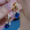 Nuevos pendientes de cristal azul con forma de gota de agua para verano pendientes de diseño nicho pendientes de temperamento joyería al por mayor