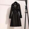 Corta-vento da moda de comprimento médio para mulheres 2022 outono e inverno novo estilo coreano slim estilo britânico jaqueta outwear para mulheres