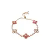 Pulsera de flor de acetato rosa con circonita, ligeramente dulce y delicada, fresca y dulce, joyería con sensación de lujo ligero y alta gama