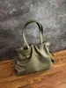 Bolsas: Design Coreano de Nicho, Bolsa Feminina de Couro Genuíno, Bolsa Plissada, Bolsa de Ombro em Couro Bovino, Bolsa Tote de Grande Capacidade com Cordão