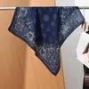Pañuelo pequeño cuadrado de algodón y lino con estampado de espiga estilo "old money", pañuelo para la cabeza tipo terciopelo sedoso, chal protector solar para el cuello para mujer
