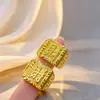 Anel masculino vintage aberto dourado anel banhado a ouro anel quadrado dominador da fortuna anel de joalheria de cobre atacado