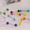 Plataforma de comercio electrónico transfronterizo para Europa y Estados Unidos para anillo de lengua con bola de goma color caramelo simple decoración de lengua joyería de punción de acero inoxidable