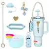 Botella de Agua Térmica Stanley Tapón Antipolvo Taza con Popote Tapa de Taza Correa de Mano Cordón para Botella de Agua Múltiples Estilos Versátiles Set