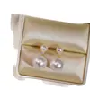 Pendientes Redondos de Plata de Ley S925 con Fuerte Brillo, Perlas Dobles Blancas Australianas del Mar del Sur para Mujer, Moderno Estilo Chanel
