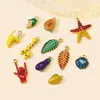 Folhas Europeias e Americanas Gotejando Óleo Manga Milho Berinjela Aço Titânio Pingente DIY Colar Feminino Estrela do Mar Acessórios de Joias de Aço Inoxidável