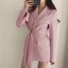Blazer Texturizado Otoño Chic Retro Estilo Hong Kong Versión Coreana Ajustado con Lazo Chaqueta Blazer Elegante Traje de Moda para Mujer