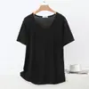 Roupa de casa de verão, nova camiseta modal de manga curta para primavera e outono, simples, solta, casual, top de pijama feminino plus size