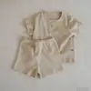 Roupas de Casa para Bebê, Roupas Infantis Estilo Coreano para Meninos, Shorts de Manga Curta, Conjunto de Verão, Pijama de Algodão com Botões para Meninas Classe A