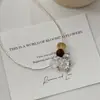 Collar de Flor de Citrino con Diseño de Estilo Nacional, Ensamblaje de Cristal en Tubo de Plata, Cadena para Clavícula para Usar en Capas, para Mujeres