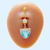 Anillo de ombligo de nicho de lujo ligero transfronterizo europeo y americano de Gaibei, anillo de ombligo de circón de color, anillo de ombligo con forma de corazón, anillo de ombligo francés retro