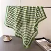 Bufanda Imitación Seda Estampado Cuadros Retro, Chal de Alta Gama, Bufanda Versátil para Cuello, Pañuelo para la Cabeza, Bufanda