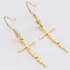 Pendientes de Acero Inoxidable con Letras Cruz Amor Europeos y Americanos Transfronterizos Luz de Lujo Sentido de Alta Gama Estilo Frío ins Pendientes de Moda