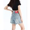 Shorts jeans de cor clara de verão feminino plus size cintura alta solto emagrecimento nicho americano spice girl linha a perna larga calças quentes ins
