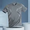 Camiseta Deportiva de Comercio Exterior para Hombre de Secado Rápido de Manga Corta de Seda de Hielo Verano Fitness Running Top Ropa de Entrenamiento de Baloncesto para Hombre
