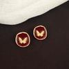 @Pendientes Retro Coreanos Especiales de Lujo Ligero con Esmalte Rojo para Mujer, Elegantes y con Estilo, Versátiles Pendientes de Mariposa Roja