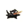 Serie de Gatos Negros de Ojos Grandes Creativos Transfronterizos Insignia de Metal Pintado Animal de Dibujos Animados Versátil Joyería de Letras Broche