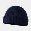 Gorro Curto de Tricô Quente para Outono e Inverno, Chapéu de Lã Redondo Estilo de Rua Masculino, Chapéu Feminino Retro Sem Aba para Clima Frio, Moderno