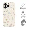 Capa de celular estilo coreano, minimalista, de cor clara, com pequenas estampas florais para iPhone 18 PM, iPhone 16, com acabamento brilhante tipo filme