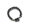 Colección de Pulseras para Pareja Qi Yi Obsidiana Plateada Natural Cabeza de Gato Sin Rostro Pulsera de Ojo de Gato Blanco Joyería para Mejor Amigo Nuevo Estilo Chino