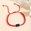 Moda sencilla piedra natural turmalina negra turmalina cuerda de mano tejida a mano ajustable joyería para hombres y mujeres venta al por mayor