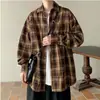 Camisa a cuadros de manga larga para jóvenes, talla grande, nueva, moderna, sencilla, con cuello mao y cuello camisero para primavera