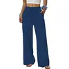2026 Comercio Exterior Amazon Transfronterizo Europeo y Americano Nuevo Verano Casual para Mujer Cintura de Lazo Holgados Adelgazantes Color Sólido Pantalones de Pierna Ancha