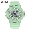 Reloj SANDA para estudiantes, doble pantalla, textura de mezclilla, reloj electrónico multifuncional, reloj electrónico deportivo impermeable transfronterizo