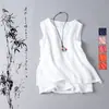Camiseta Regata de Algodão e Linho de Camisola Dupla Camada Ultrafina, Venda Quente de Verão 2026 para Mulheres, Regata de Algodão e Linho com Botões, Corte Amplo