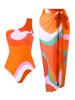 Traje de banho feminino europeu e americano de peça única com saia de gaze estilo férias na praia V-neck peça única Amazon comércio exterior