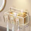 Portacepillos de Dientes Sin Taladro Montado en la Pared Baño Cepillo de Dientes Vaso para Cepillo de Dientes Cepillo de Dientes Eléctrico Estante de Almacenamiento Multifuncional