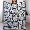 Coloração preto e branco, manta casual para casa, manta multiuso DIY, manta para rabiscar, manta para cochilo, atacado, arte linear pintada à mão, design criativo