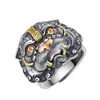 Anillo Pixiu para Hombre Moderno Abierto Vintage Plata de Ley 925 Anillo para Hombre con Patrón Único de Bestia Anillo Individual