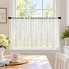 Estilo pastoral cortina transparente bordada cortina fina transparente media cortina cortina de puerta cortina divisoria Cortina de ventana de cocina de venta popular en Amazon cortina decorativa