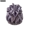 Nuevos Sombreros Bufanda de Moda Europeos y Americanos en Stock, Sombreros Bufanda de Satén Multicolores con Flor Grande y Elástico, Bufanda de Moda de Color Sólido