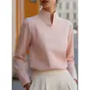 Amazon Cross-Border Outono 2026 Novidades em Roupas Femininas: Nova Camisa de Manga Longa com Gola Alta Estilo Chinês, Top Elegante de Nicho para o Trabalho para Mulheres