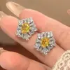 Traje de Joyería Hua Youmei Pendientes Anillo Collar Circonita de Color Diamante Amarillo Estilo Europeo y Americano Alto Sentido Productos al por Mayor para Mujer