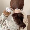 Love Mao Plush Bear Hair Rope Mulheres Bola Cabeça Laço Cabelo Corda não machuca crianças elástico cocar cabelo anel inverno
