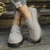 Mocasines de otoño 2026 de talla grande transfronterizos, zapatos casuales para mujer estilo británico esmerilado, zapatos individuales de suela gruesa vintage de comercio exterior
