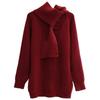 Bufanda de Punto Abotonada con Diseño Súper Bonito para Mujer Otoño e Invierno 2025 Estilo Coreano Suelto Estilo Perezoso Punto de Longitud Media