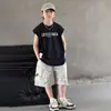 Conjunto de Verano Fresco y Elegante para Niños, Nuevo Modelo 2026, Conjunto de Dos Piezas de Chaleco y Shorts de Verano para Niños Grandes, Ropa Ligera