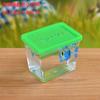 Caja Plástica Pequeña con Tapa Acuario Taza para Mascotas Casera Cangrejo Cuadrada Tanque Plástico Transparente Pequeño Pez Dorado Portátil