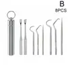 Herramientas Metálicas para Recoger Comida de los Dientes Gancho de Acero Inoxidable Palo Portátil Set de Herramientas para la Limpieza Bucal