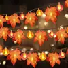 Cadena de Luces LED Hoja de Arce Calabaza Transfronteriza Decoración para Halloween Habitación Patio Fiesta Linterna Cadena de Luces de Hojas Artificiales