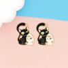 Accesorios de joyería DIY de gato blanco y negro de dibujos animados, adornos para bolsos de metal, llavero, colgante, pareja oscura, transfronterizo