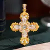 Colar Italiano para Mulheres Ouro Escovado Retrô Cruz de Alto Carbono Cruz Leve de Luxo Pingente em Forma de Flecha Artesanato com Diamante