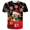 Camiseta de hombre de moda transfronteriza con estampado 3D de patrón navideño, tendencia de moda, manga corta de verano, suministro directo de fábrica